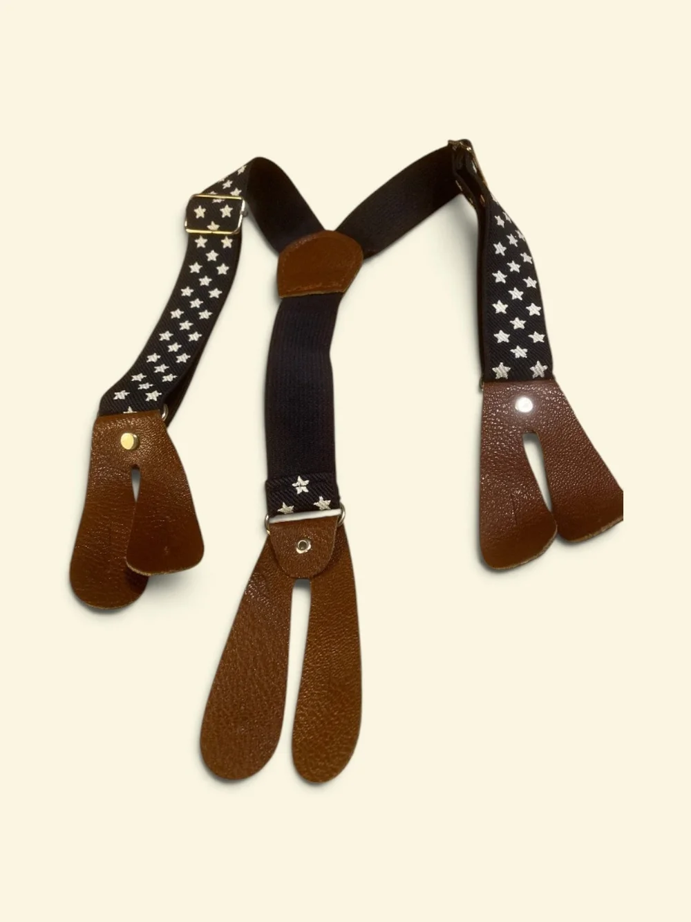 Kids Blue Star Suspenders with Brown Tabs